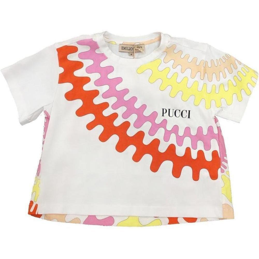 Emilio Pucci Girls White Patterned T-Shirt Emilio Pucci Girls White Patterned T-Shirt