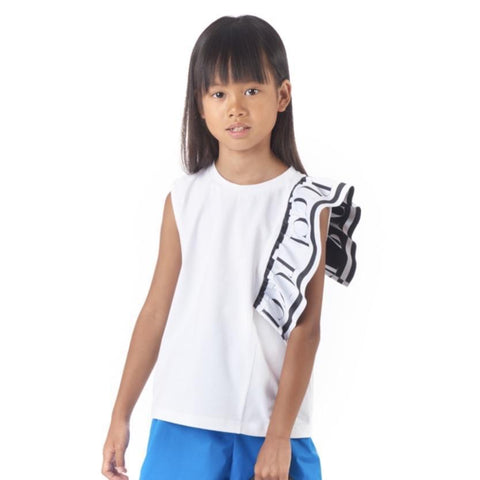 Emilio Pucci Girls White Ruffle Logo Top Emilio Pucci Girls White Ruffle Logo Top