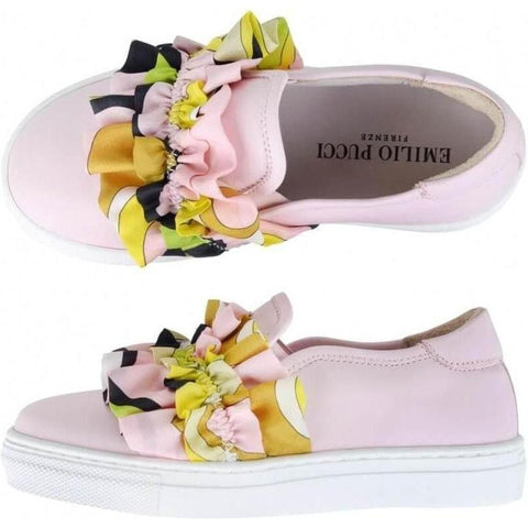 Emilio Pucci Pink Slip On Shoe with Frill Emilio Pucci Pink Slip On Shoe with Frill