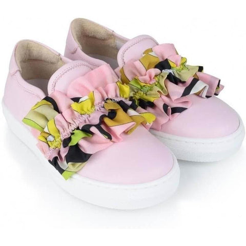 Emilio Pucci Pink Slip On Shoe with Frill Emilio Pucci Pink Slip On Shoe with Frill