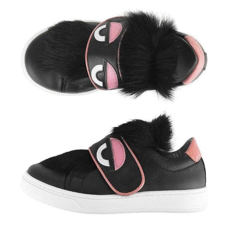 Fendi Black Leather/Fur Bag Bug Trainers Fendi Black Leather/Fur Bag Bug Trainers