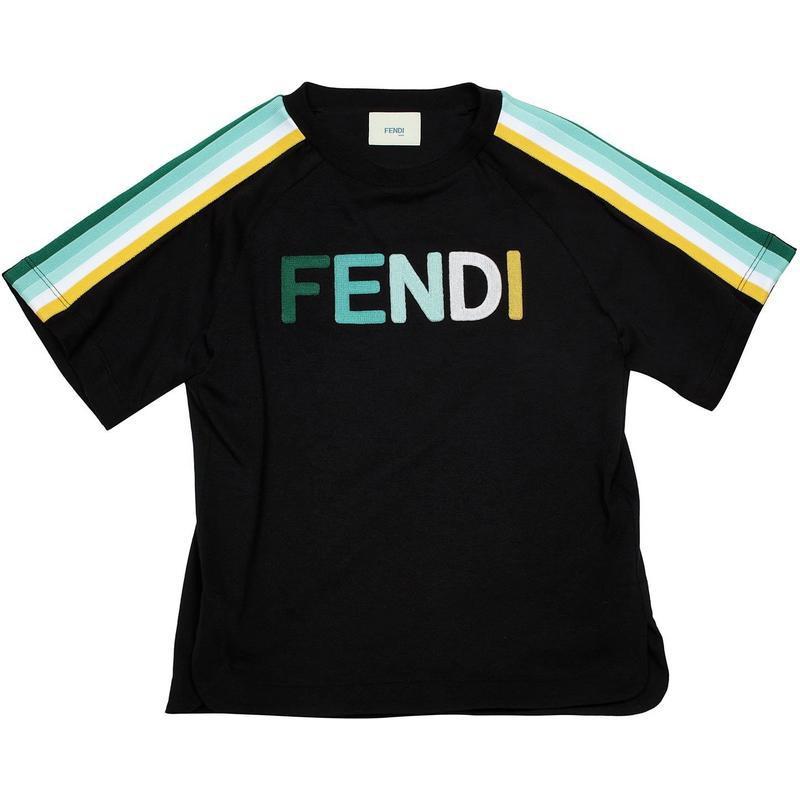 Fendi Boys Black & Green Logo T-Shirt Fendi Boys Black & Green Logo T-Shirt