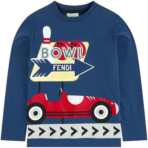 Fendi Boys Blue Bowl T-Shirt Fendi Boys Blue Bowl T-Shirt