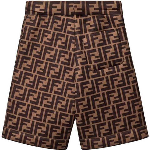 Fendi Boys Brown 'FF' Logo Shorts
