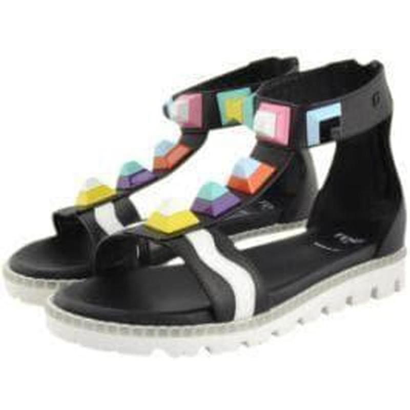 Fendi Girls Black Stud Sandals Fendi Girls Black Stud Sandals