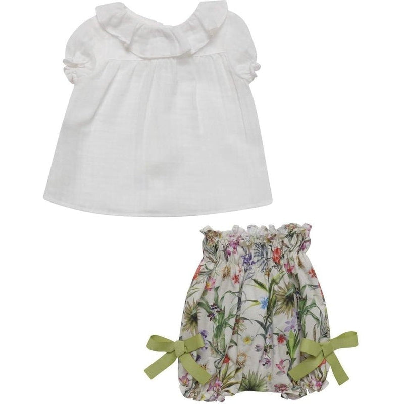 Fina Ejerique White Blouse with Floral Bloomers Set Fina Ejerique White Blouse with Floral Bloomers Set
