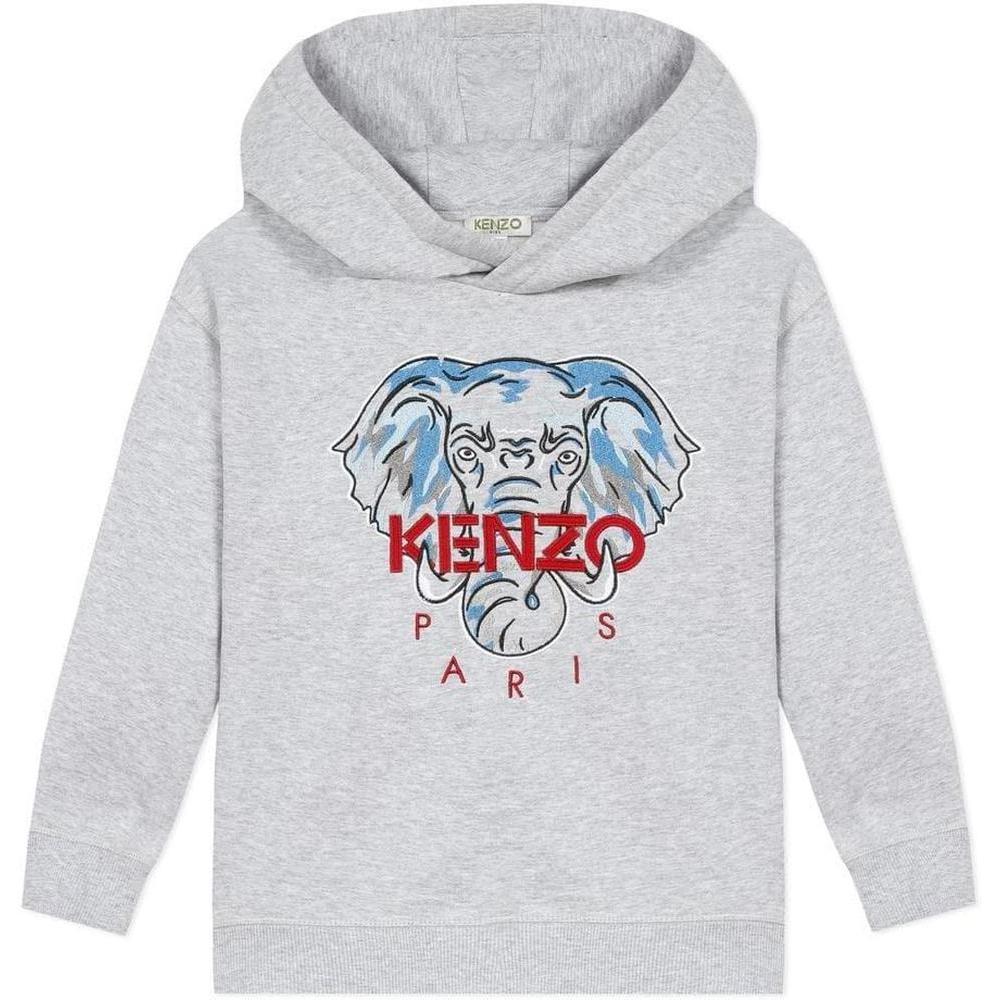 Kenzo Kids Boys Grey Elephant Hoodie Kenzo Kids Boys Grey Elephant Hoodie