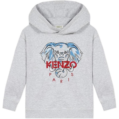 Kenzo Kids Boys Grey Elephant Hoodie Kenzo Kids Boys Grey Elephant Hoodie