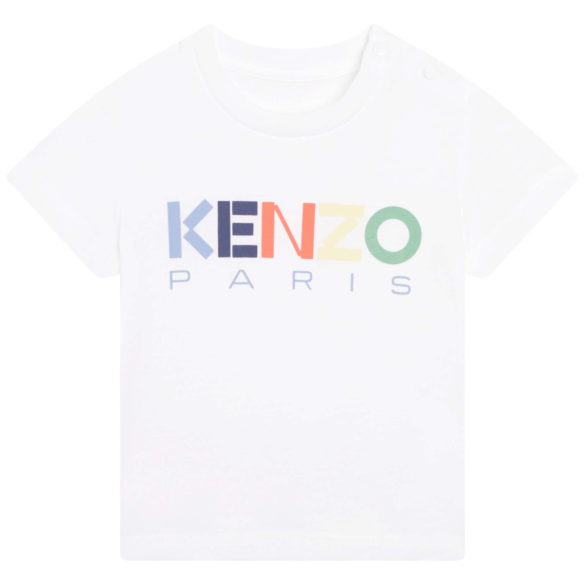 Kenzo Kids Boys White Cotton Logo T-Shirt Kenzo Kids Boys White Cotton Logo T-Shirt