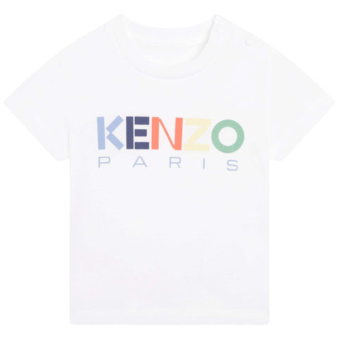 Kenzo Kids Boys White Cotton Logo T-Shirt Kenzo Kids Boys White Cotton Logo T-Shirt