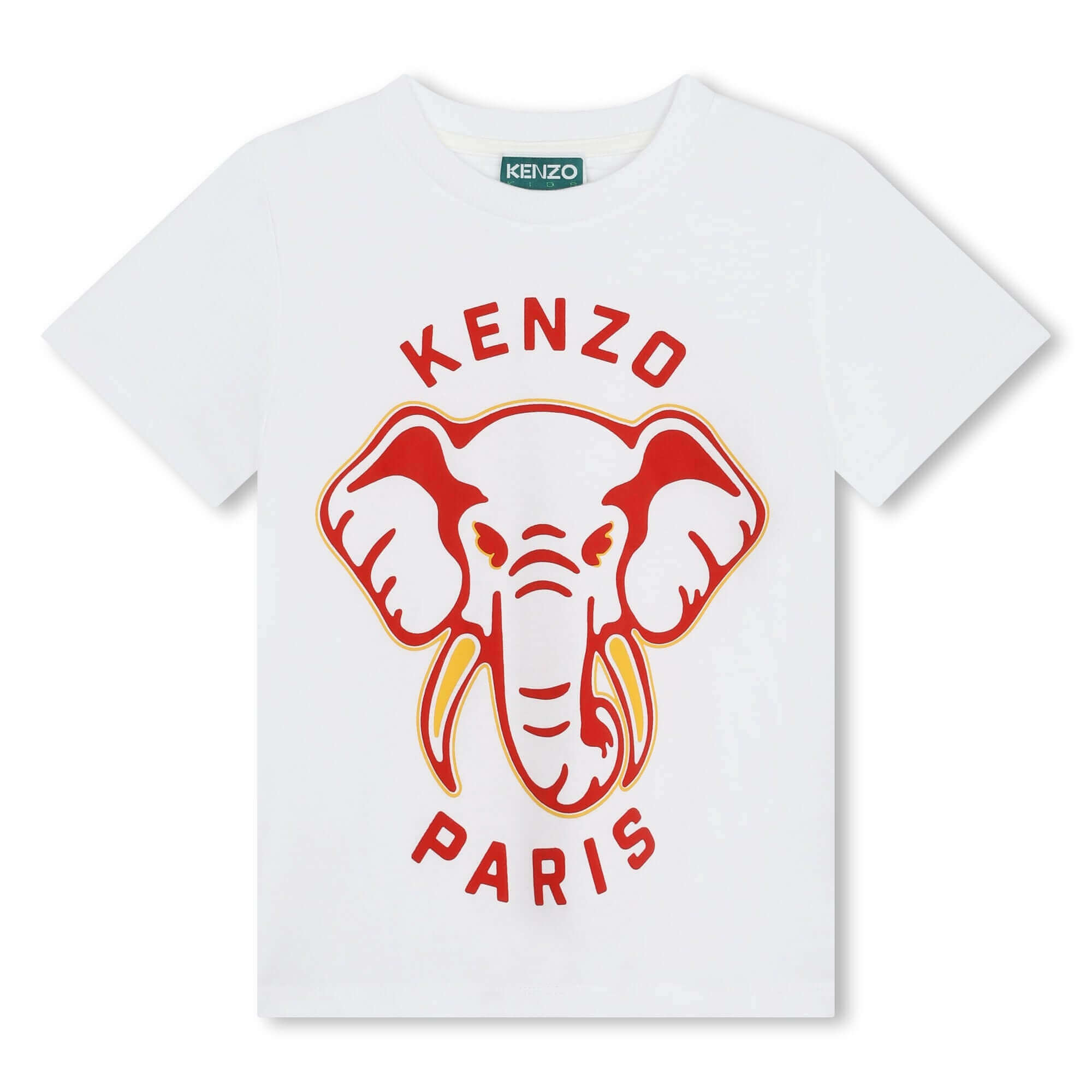 Kenzo Kids Boys White Elephant Print T-Shirt Kenzo Kids Boys White Elephant Print T-Shirt