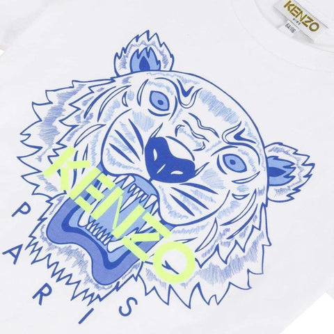 Kenzo Kids Boys White Jb Tiger T-Shirt Kenzo Kids Boys White Jb Tiger T-Shirt