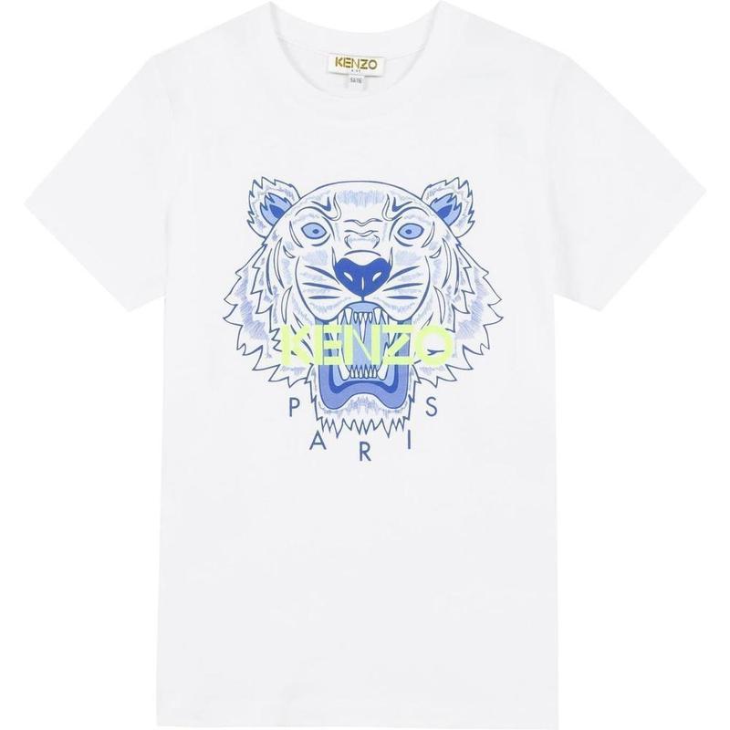 Kenzo Kids Boys White Jb Tiger T-Shirt Kenzo Kids Boys White Jb Tiger T-Shirt