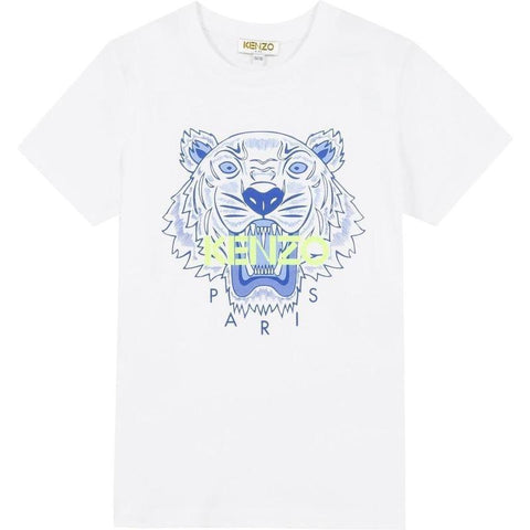 Kenzo Kids Boys White Jb Tiger T-Shirt Kenzo Kids Boys White Jb Tiger T-Shirt