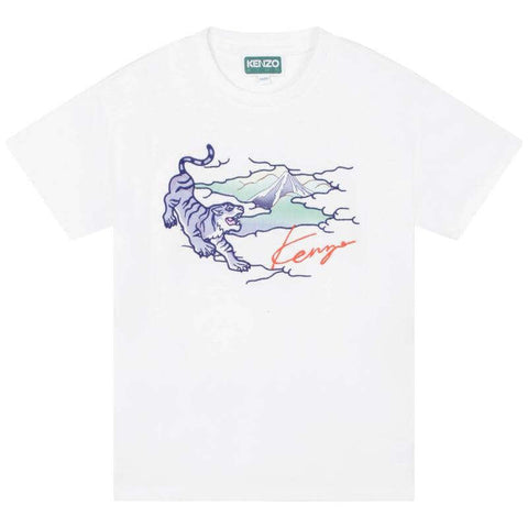 Kenzo Kids Boys White Tiger T-Shirt Kenzo Kids Boys White Tiger T-Shirt