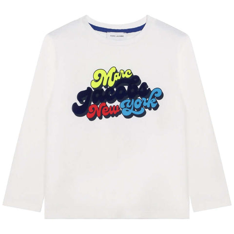 Marc Jacobs Boys White Cotton Logo T-Shirt Marc Jacobs Boys White Cotton Logo T-Shirt