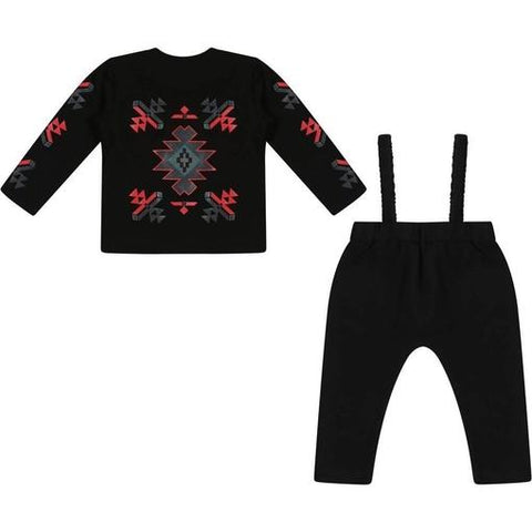 Marcelo Burlon Black 'Logo' Pants with Braces and Top Set Marcelo Burlon Black 'Logo' Pants with Braces and Top Set