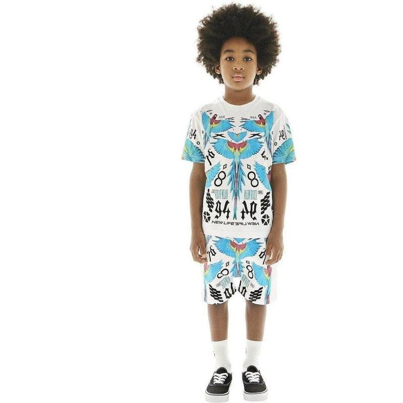 Marcelo Burlon White Short Sleeved 'All over wings' Print T-Shirt Marcelo Burlon White Short Sleeved 'All over wings' Print T-Shirt