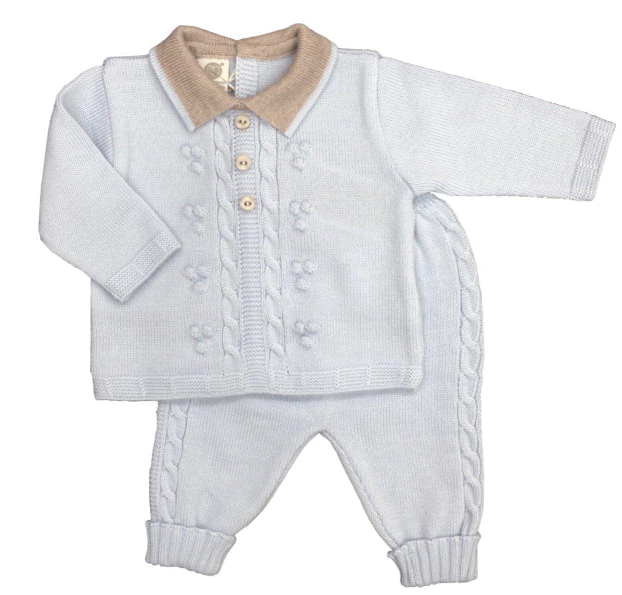 Marlu Baby Boys Pale Blue Knitted Set Marlu Baby Boys Pale Blue Knitted Set