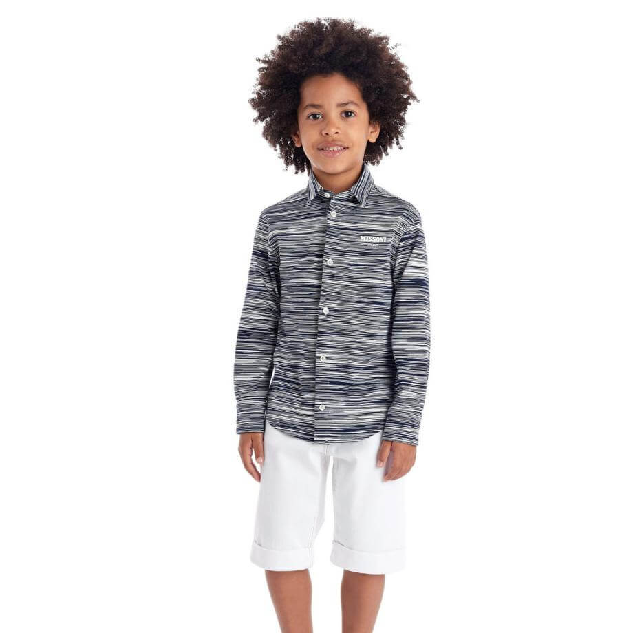 Missoni Kids Boys Navy Stripe Polo Shirt Missoni Kids Boys Navy Stripe Polo Shirt
