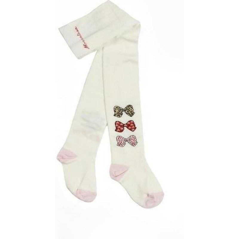Monnalisa Baby Girls Cream & Pink Tights Monnalisa Baby Girls Cream & Pink Tights