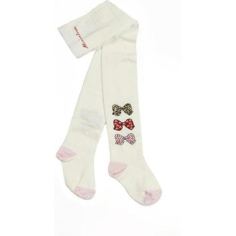 Monnalisa Baby Girls Cream & Pink Tights Monnalisa Baby Girls Cream & Pink Tights