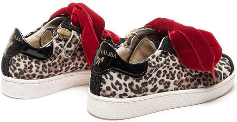 Monnalisa Girls Animal Print Leather Trainers Monnalisa Girls Animal Print Leather Trainers