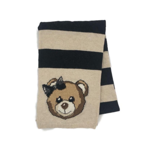 Monnalisa Girls Black & Beige Knitted Scarf Monnalisa Girls Black & Beige Knitted Scarf