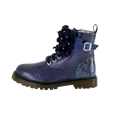 Monnalisa Girls Blue Flower Boots Monnalisa Girls Blue Flower Boots