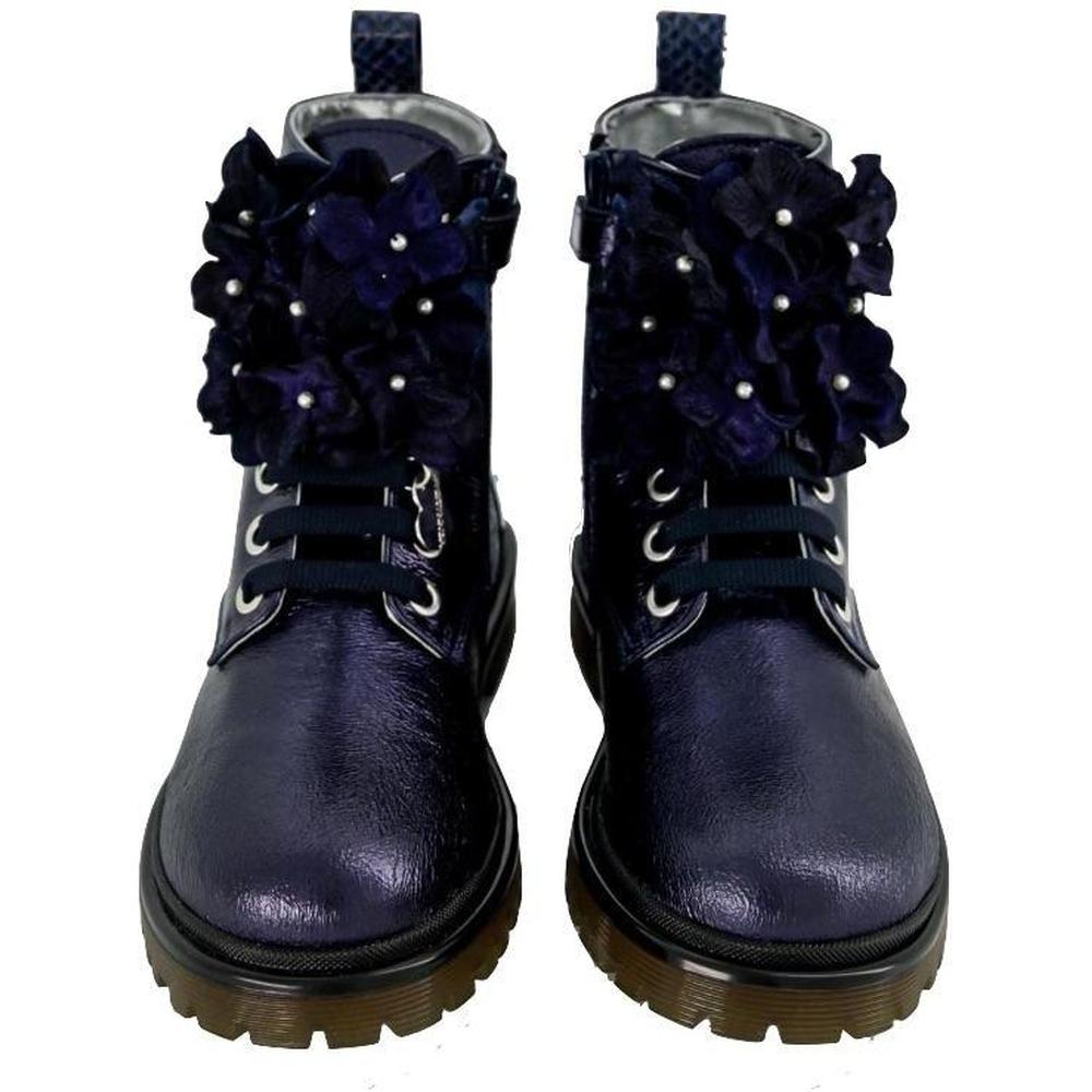 Monnalisa Girls Blue Flower Boots Monnalisa Girls Blue Flower Boots
