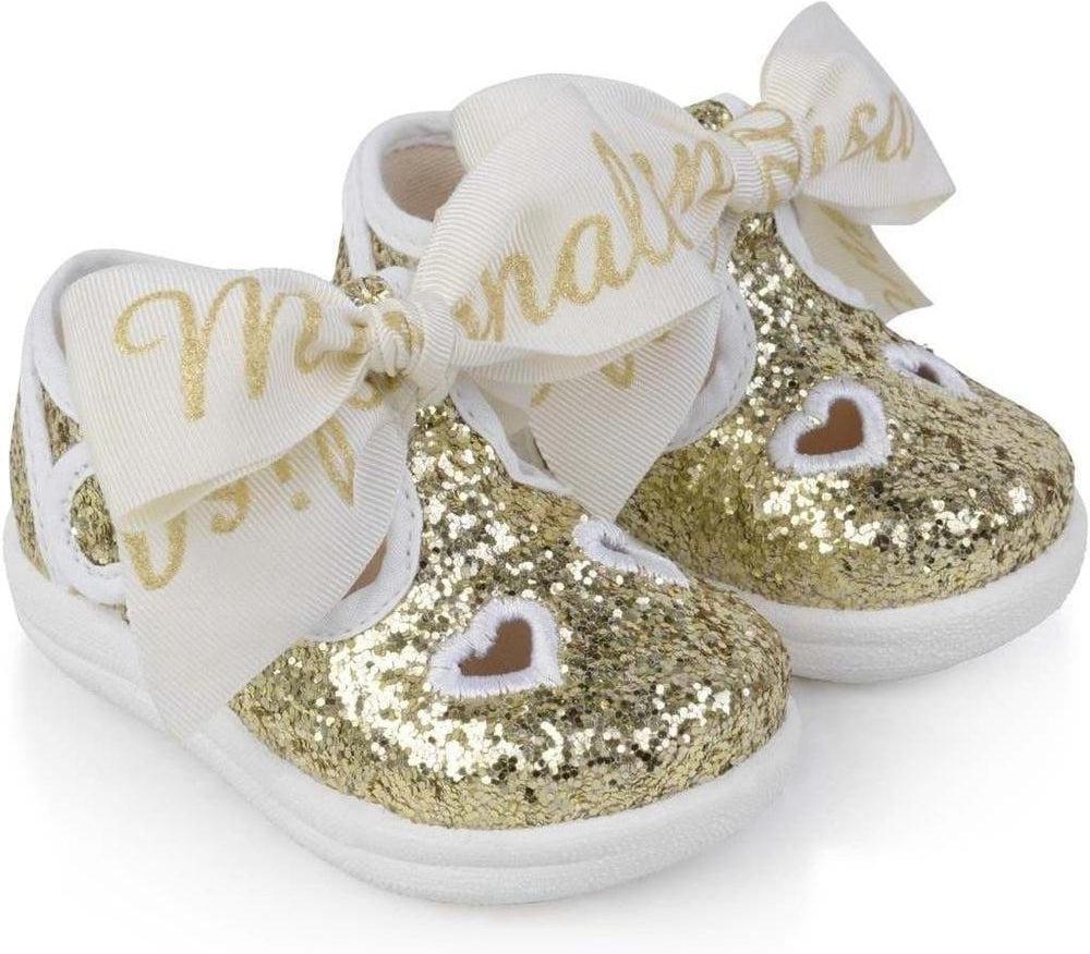 Monnalisa Girls Gold Glitter Shoes Monnalisa Girls Gold Glitter Shoes