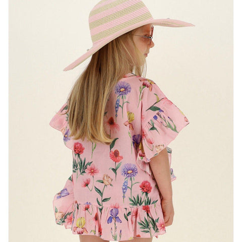 Monnalisa Girls Pink Floral Kaftan Monnalisa Girls Pink Floral Kaftan
