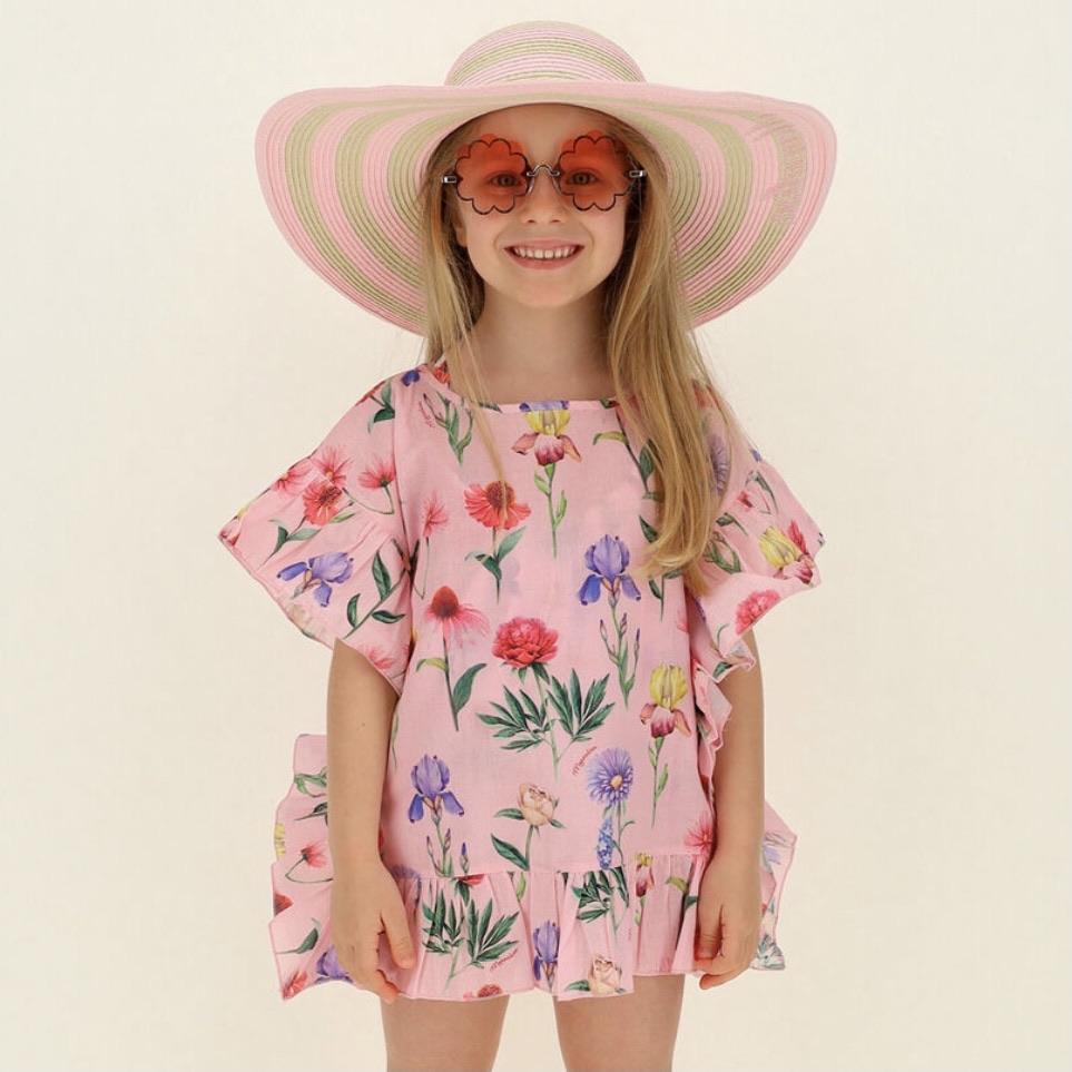 Monnalisa Girls Pink Floral Kaftan Monnalisa Girls Pink Floral Kaftan
