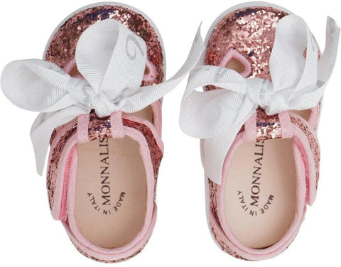 Monnalisa Girls Pink Glitter Shoes Monnalisa Girls Pink Glitter Shoes