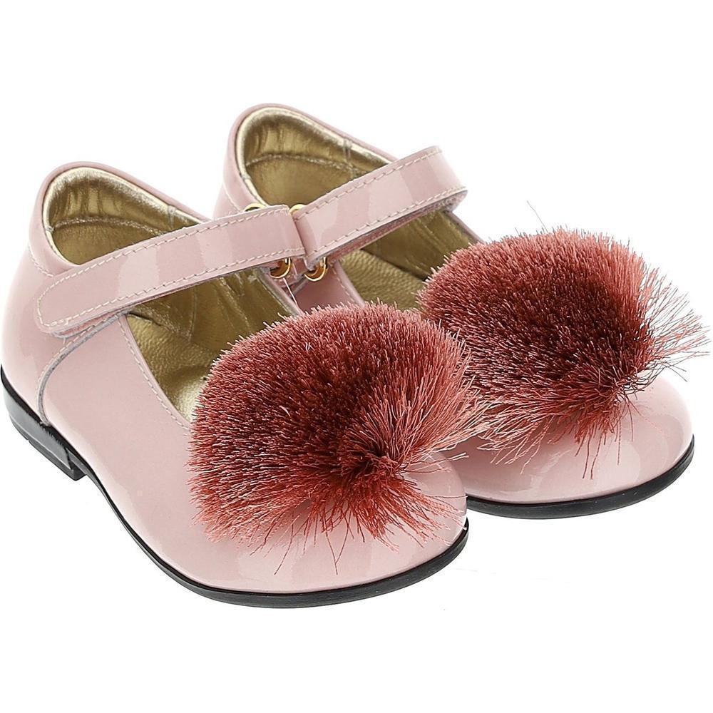 Monnalisa Girls Pink Pom Pom Shoes Monnalisa Girls Pink Pom Pom Shoes
