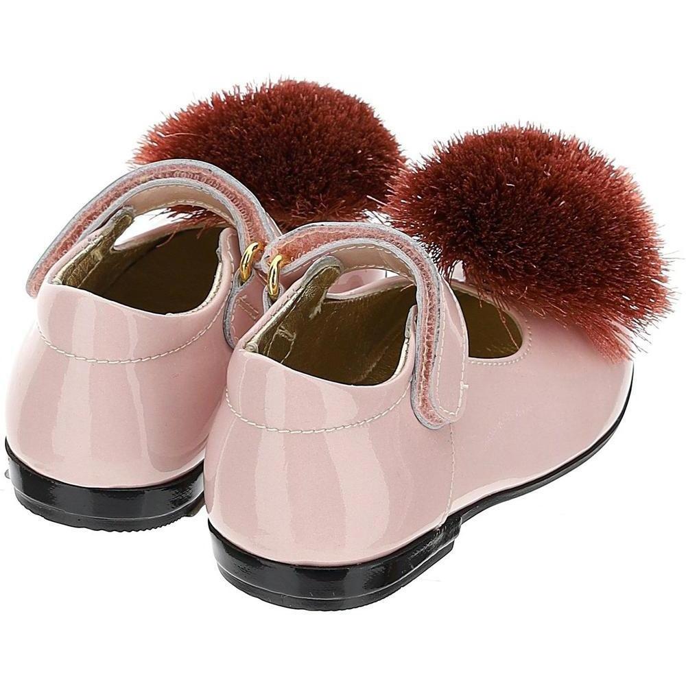 Monnalisa Girls Pink Pom Pom Shoes Monnalisa Girls Pink Pom Pom Shoes