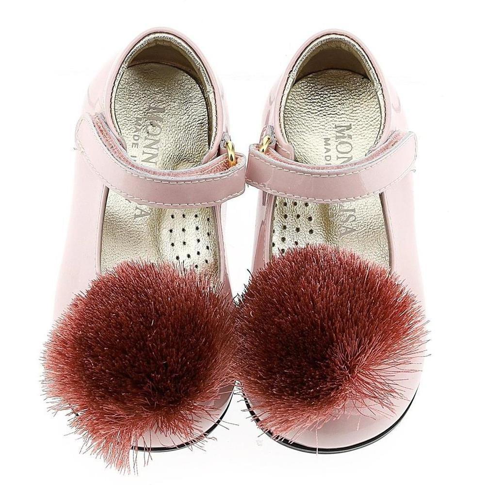 Monnalisa Girls Pink Pom Pom Shoes Monnalisa Girls Pink Pom Pom Shoes