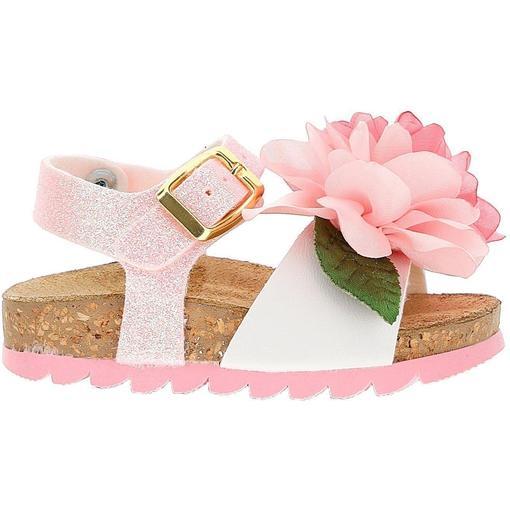 Monnalisa Girls Pink Rose Sandal Monnalisa Girls Pink Rose Sandal