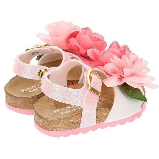 Monnalisa Girls Pink Rose Sandal Monnalisa Girls Pink Rose Sandal