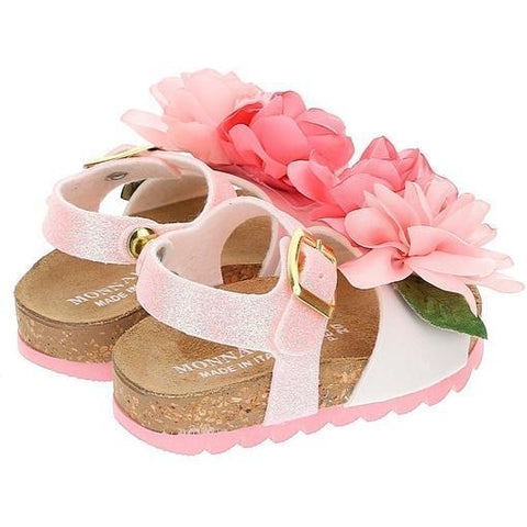 Monnalisa Girls Pink Rose Sandal Monnalisa Girls Pink Rose Sandal