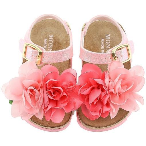 Monnalisa Girls Pink Rose Sandal Monnalisa Girls Pink Rose Sandal