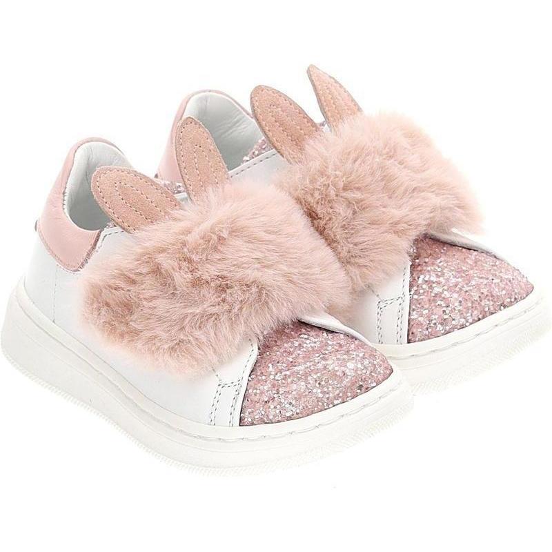 Monnalisa Girls White & Pink Bunny Trainers Monnalisa Girls White & Pink Bunny Trainers