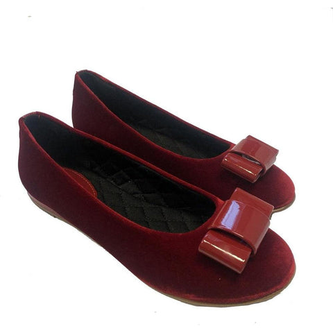 Monnalisa Red Velvet Bow Shoe Monnalisa Red Velvet Bow Shoe