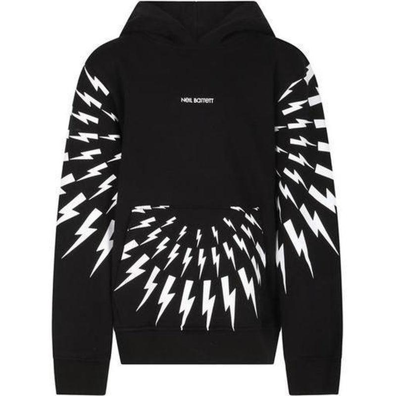 Neil Barrett Boys Black Circle Bolt Hooded Sweatshirt Neil Barrett Boys Black Circle Bolt Hooded Sweatshirt