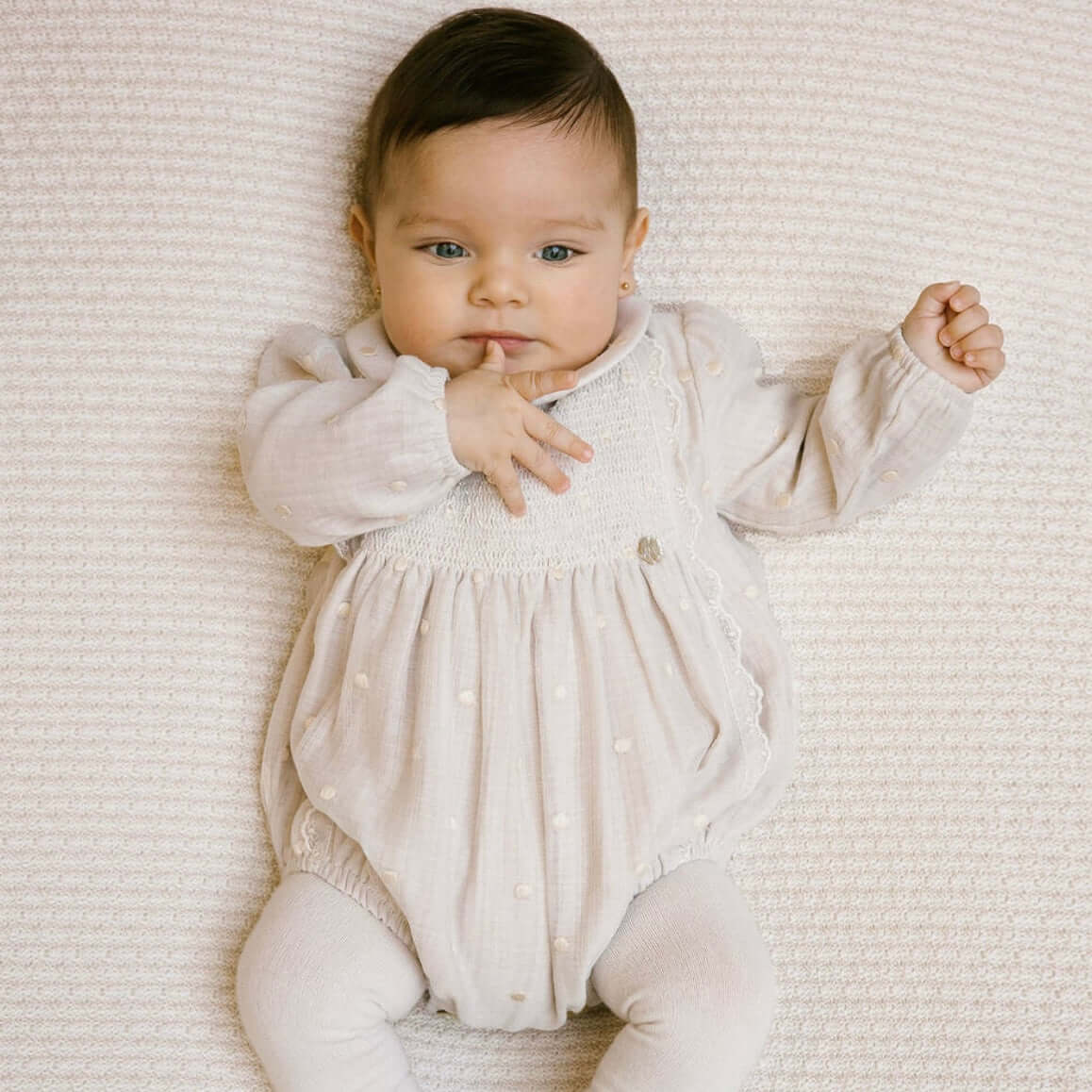 Paz Rodriguez Baby Girls Linen Romper with Tights Paz Rodriguez Baby Girls Linen Romper with Tights