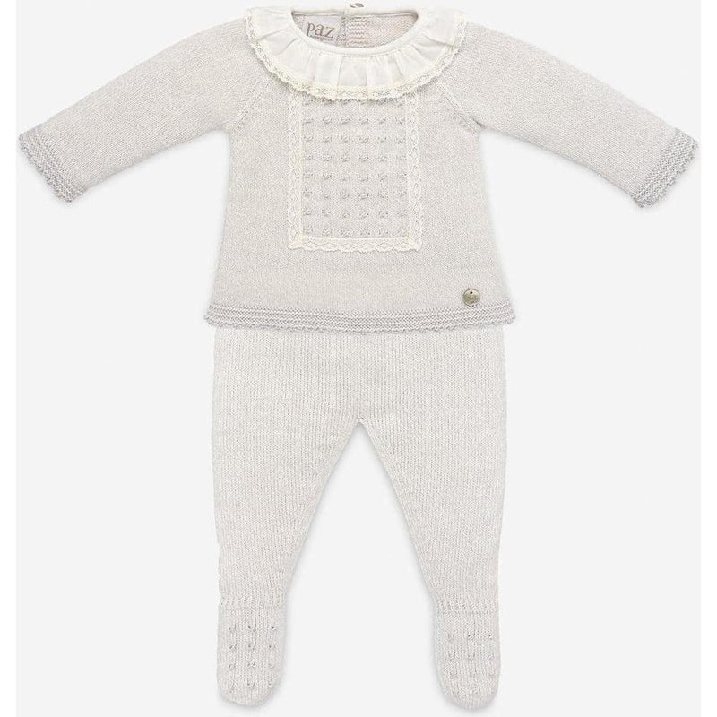 Paz Rodriguez Baby Pale Grey 'Perseo' Knitted Set Paz Rodriguez Baby Pale Grey 'Perseo' Knitted Set