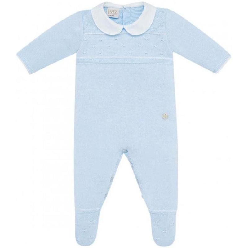 Paz Rodriguez Boys Pale Blue Knit Romper Paz Rodriguez Boys Pale Blue Knit Romper