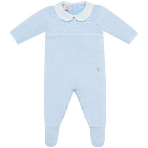 Paz Rodriguez Boys Pale Blue Knit Romper Paz Rodriguez Boys Pale Blue Knit Romper