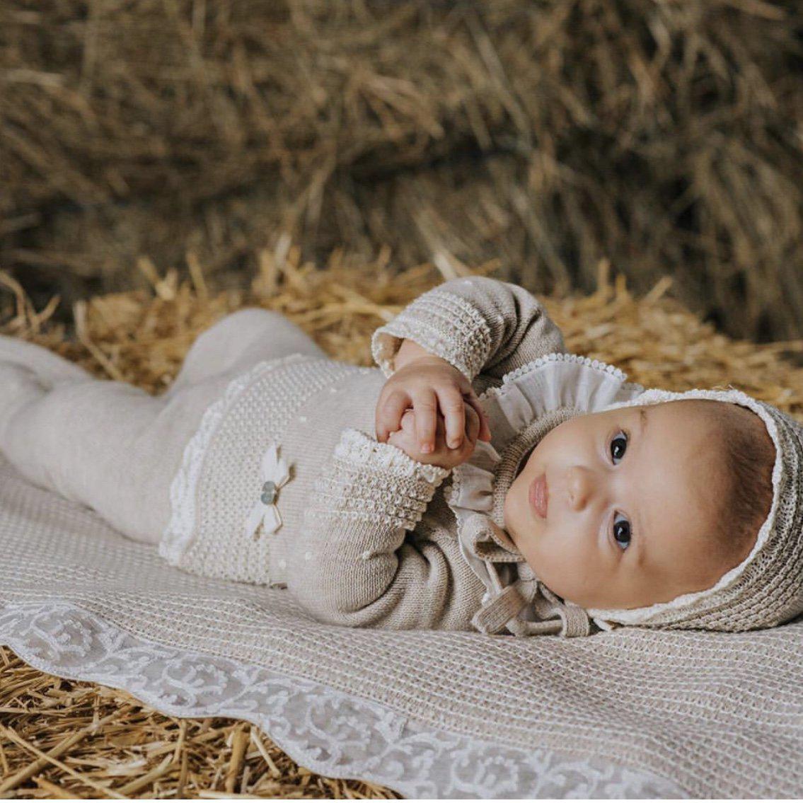 Paz Rodriguez Girls Beige Knit Legging Set Paz Rodriguez Girls Beige Knit Legging Set