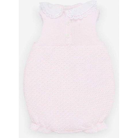 Paz Rodriguez Girls Pale Pink Knit Romper Paz Rodriguez Girls Pale Pink Knit Romper